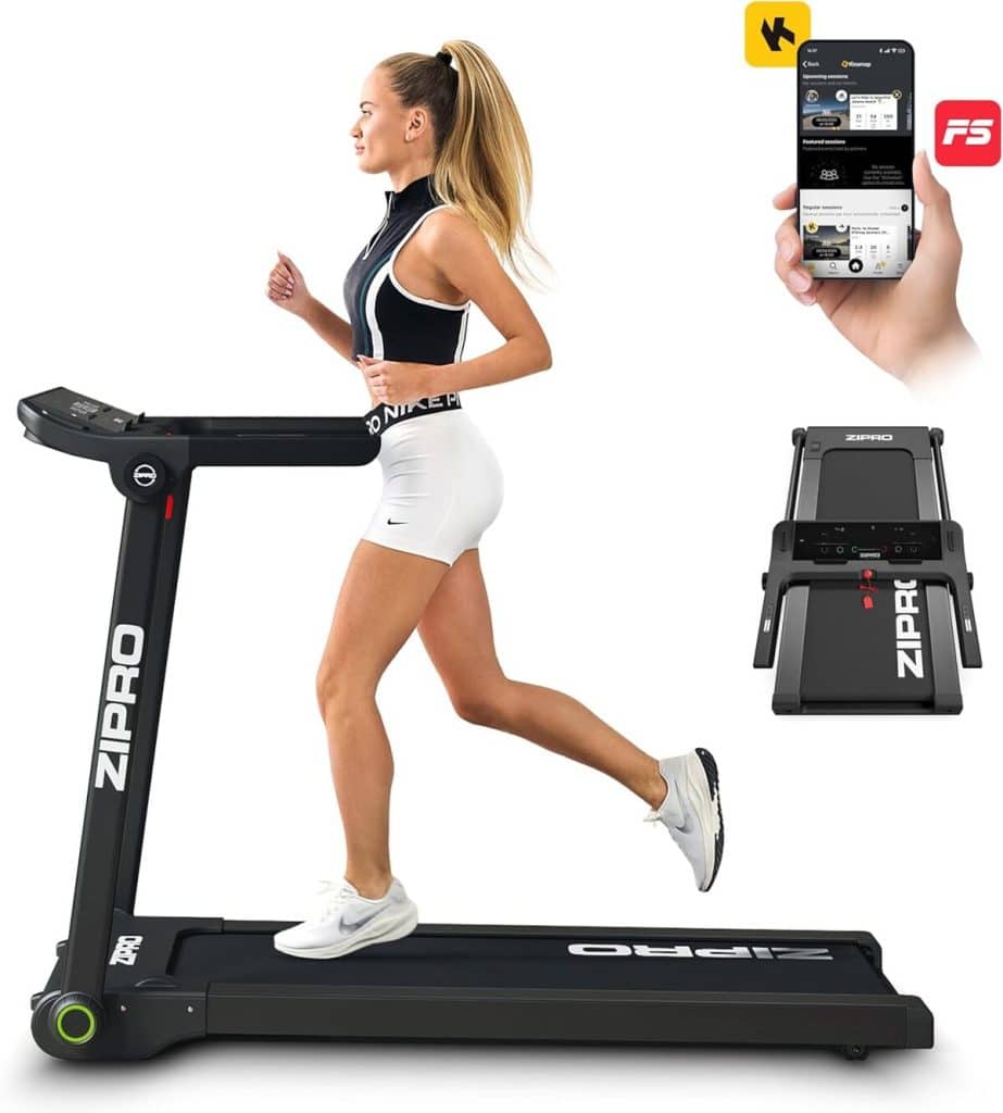 Tapis De Marche Pliable PORTENTUM Treadmill 8 Pro - Moteur 2.5HP Silencieux, 3 Inclinaisons, App Connectée - Jusqu'à 136kg