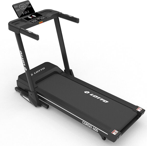 LOTTO Corso 400 Tapis de Course Electrique Pliable,3.75 HP,Max 120kg,Bluetooth Fitshow/Kinomap/Zwift,Inclinaison Automatique,Computer LED,1-16 km/h,130x42cm