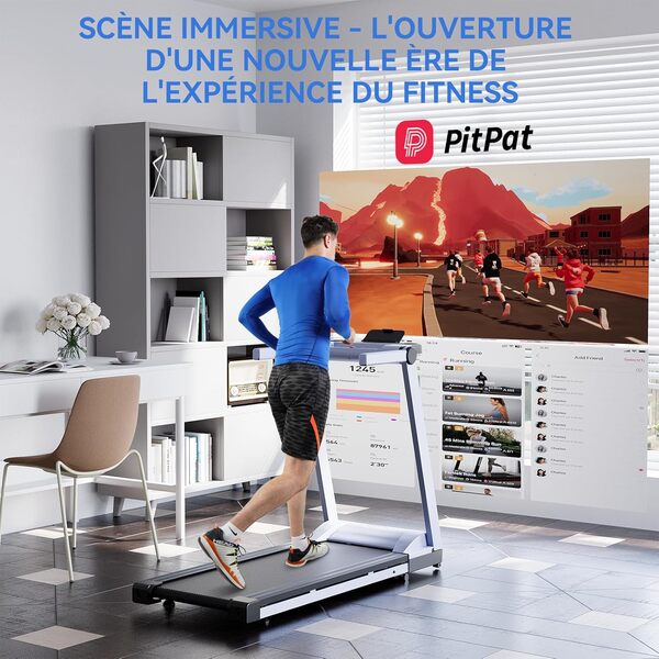 MJWW Tapis de Marche Raceable, Tapis de Course Max 136kg Adapté aux Appareils Portés de Haute-Tech, Mini Tapis Roulant avec APP Contrôle et Cours d'Entraînement