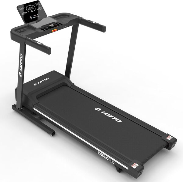 LOTTO Corso 100 Tapis de Course Electrique Pliable,2.75 HP, Max 110kg,Bluetooth Fitshow/Kinomap/Zwift,Inclinaison Automatique,Computer LED,1-14 km/h,120x42cm