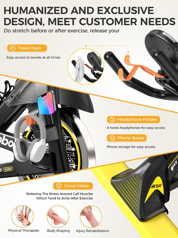 pooboo Vélo d'intérieur - Courroie d'entraînement d'intérieur - Vélo d'appartement stationnaire, écran LCD, pour la maison, entraînement cardiovasculaire