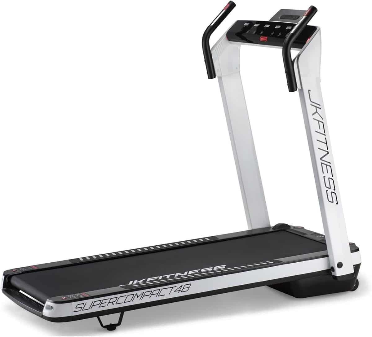 Test du tapis roulant gain de place JK Fitness Supercompact 48 blanc