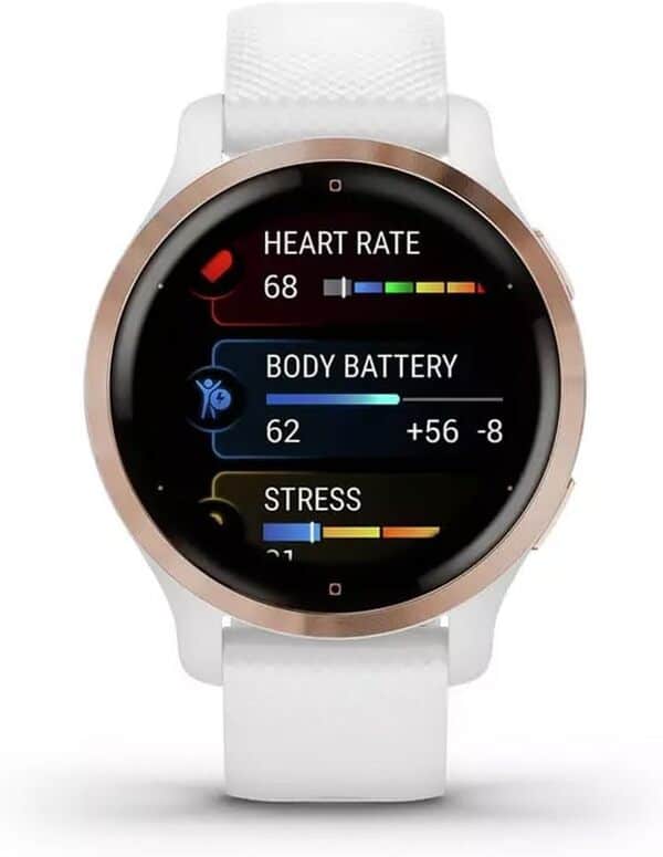 Garmin Venu 2S – schlanke GPS-Fitness-Smartwatch mit ultrascharfem 1,1“ AMOLED-Touchdisplay, Gesundheitsfunktionen, über 25 vorinstallierten Sport-Apps, Music Pay