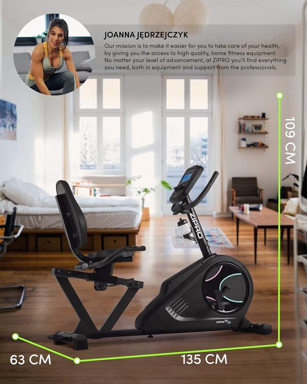 Zipro Vélo d'appartement Iconsole+ Glow, Ergomètre Fitness, Vélo d'appartement magnétique, Ergomètre jusqu'à 150 kg, Vélo d'intérieur, Vélo d'entraînement à domicile, Vélo ergomètre filaire