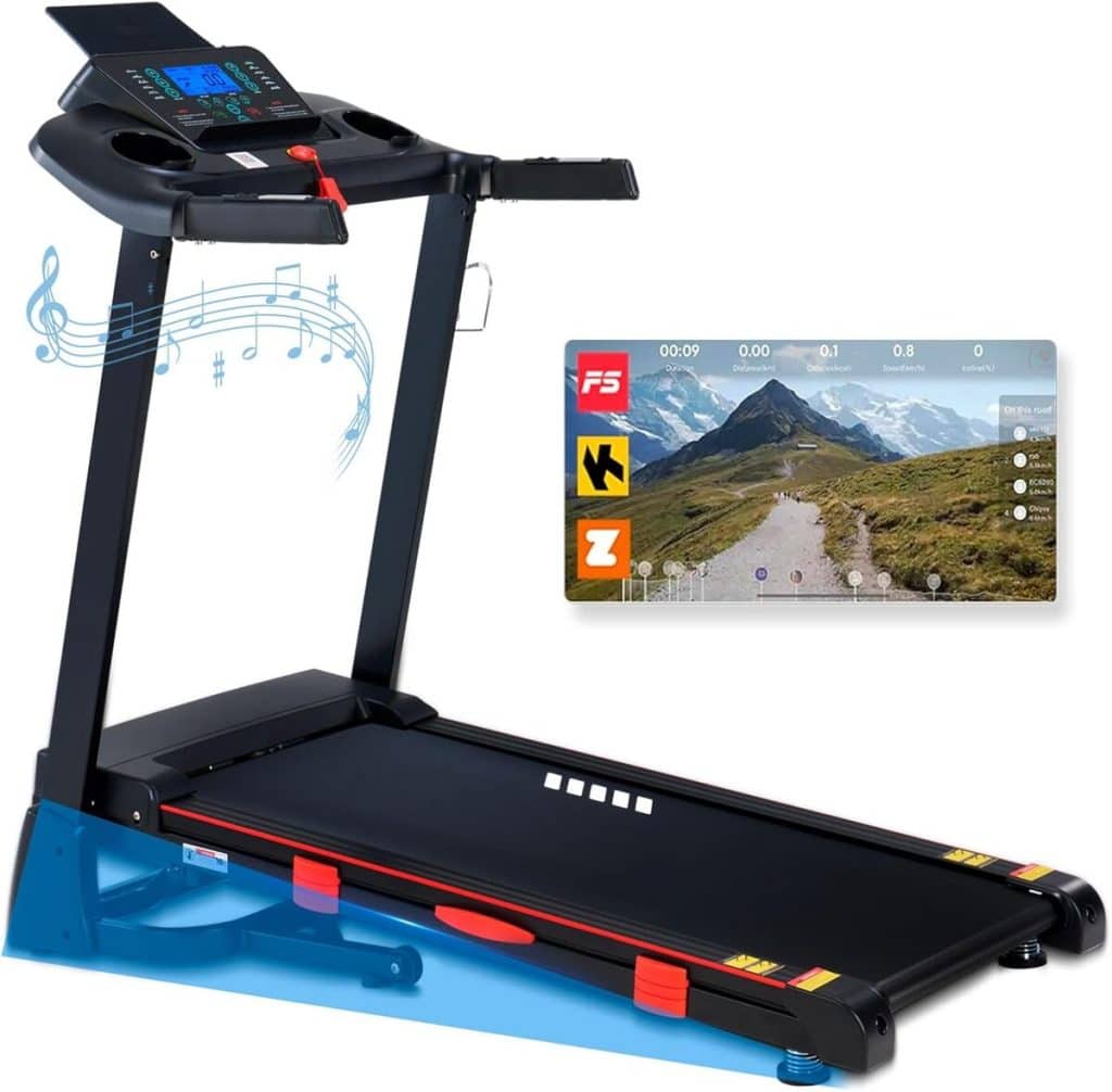 Tapis De Course Pliable UMAY – Inclinable Jusqu’à 15%, 6 Modes, Moteur Silencieux 2,5CH | Capacité 136 Kg, écran LCD, Pour Maison, Bureau