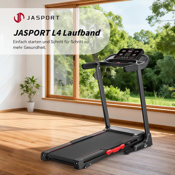 L3 Tapis de Course Pliable pour la Maison, Silencieux avec système d'amortissement à Ressort, Compatible Bluetooth-Kinomap et Zwift, 4 PS, jusqu'à 20 km/h, Inclinaison de 18%,