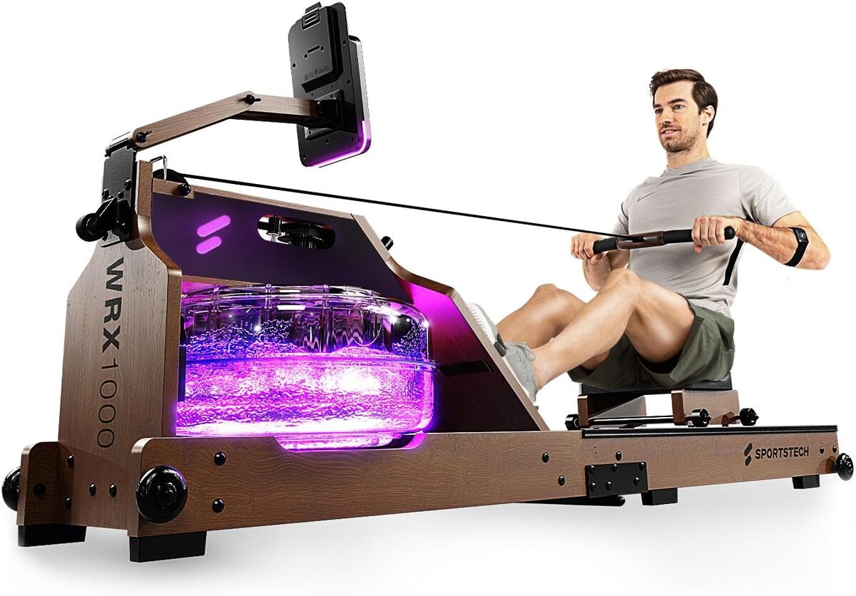 Test du rameur à eau Sportstech WRX1000 en bois massif