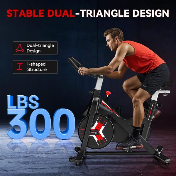 Wenoker Vélo d'appartement pour la maison, vélo d'intérieur avec silencieux, volant d'inertie lourd et affichage numérique amélioré