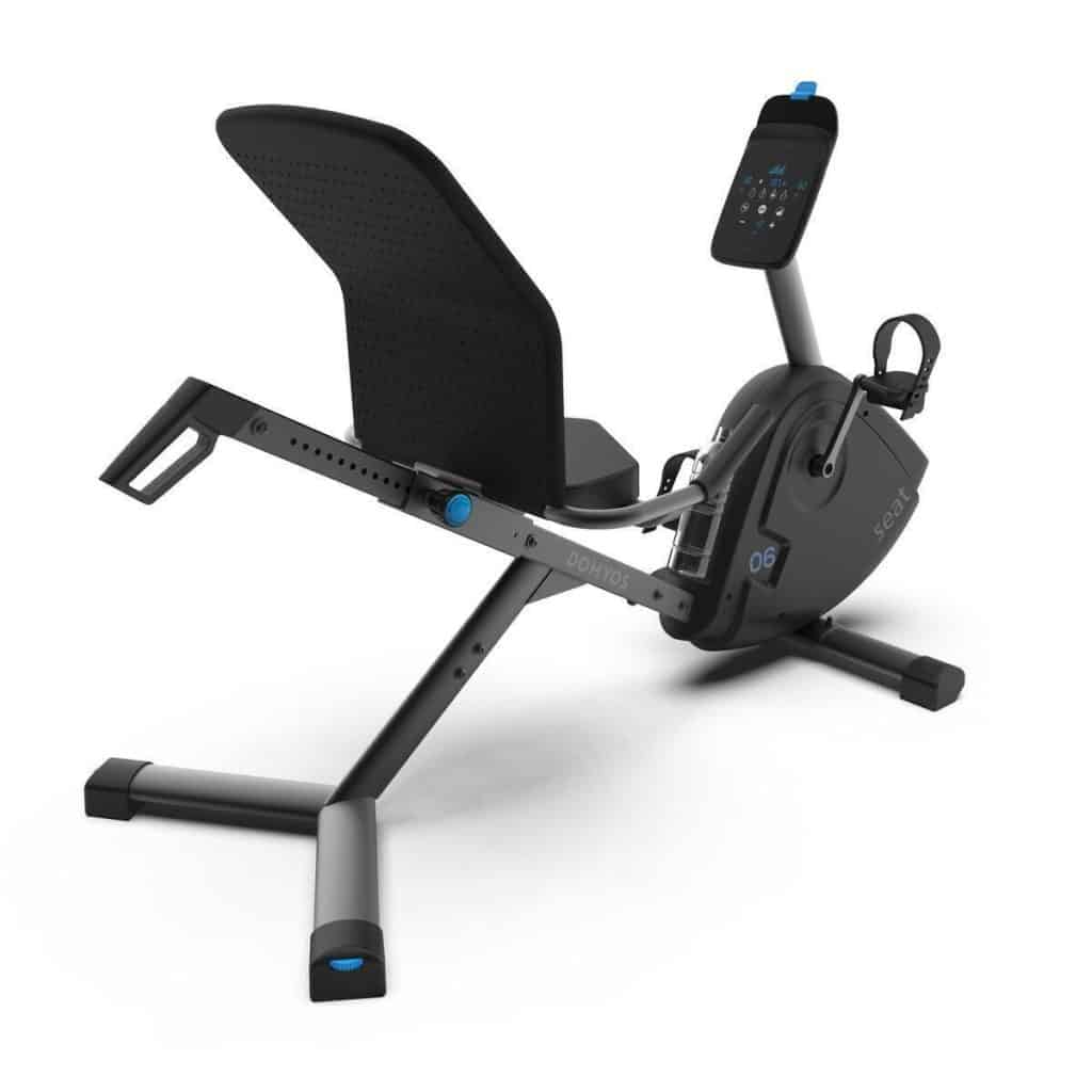 Test du vélo d'appartement semi allongé Decathlon domyos eb seat connecté