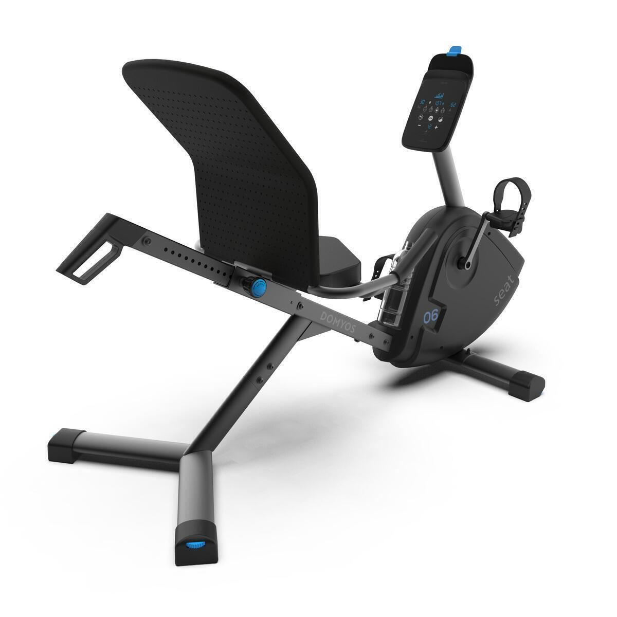 Test du vélo d'appartement semi allongé Decathlon domyos eb seat connecté
